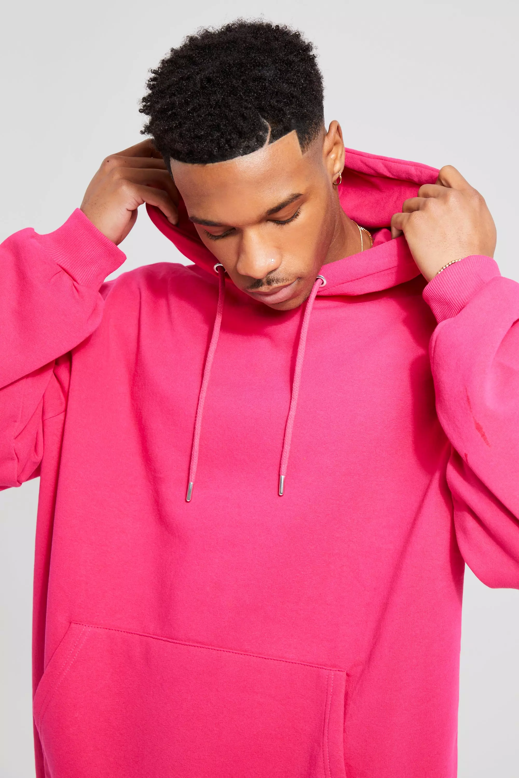 Oversized pink hotsell hoodie mens